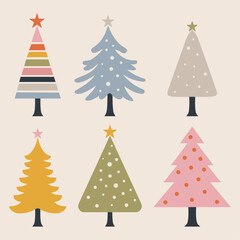 Set of colorful Christmas trees
