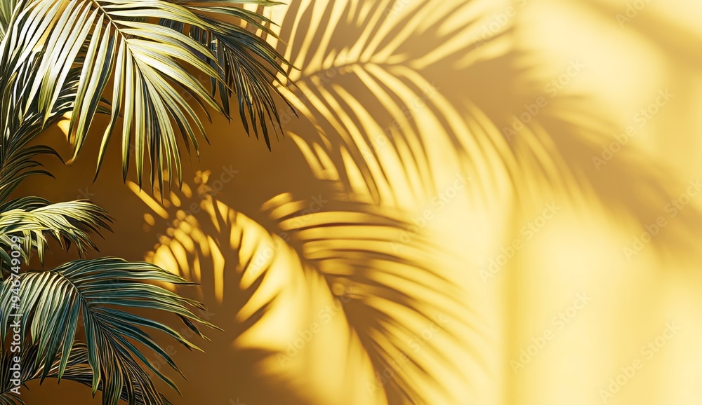 Poster sunny tropical shade gradient product platform 3d backdrop with colorful sunny presentation display 