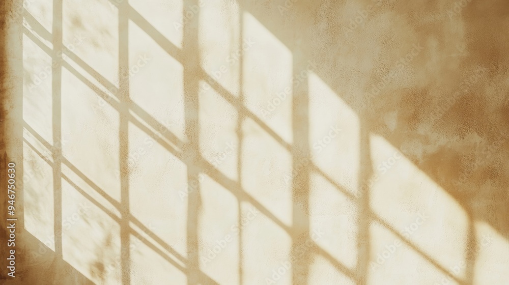 Poster light and intricate shadows are reflected from the window and wall in this minimal beige background.