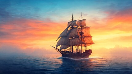 Fototapeta premium Sailing into the Sunset.