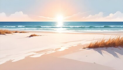 Colorful Beach Abstract Digital Painting Sunset Background Graphic Design