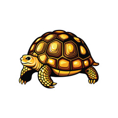 A detailed illustration of an endangered tortoise, with a focus on its shell and legs, in a natural habitat.