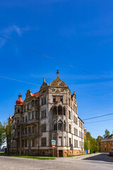 Sovetsk, Kaliningrad region, Russia, May 10, 2022 Old historic abandoned house