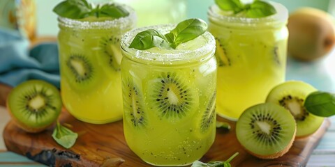 Refreshing Kiwi Basil Lemonade A Perfect Blend of Sweet and Tart Flavors for a Hot Day