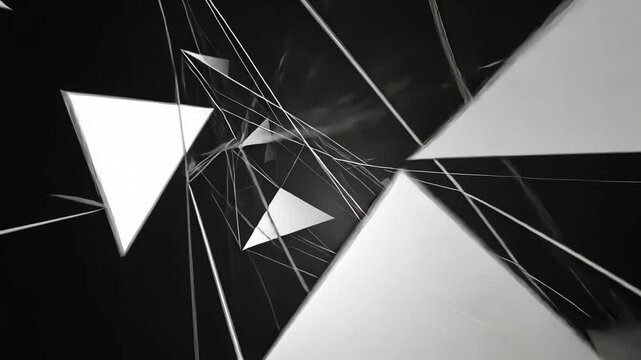Abstract Monochrome Triangles with Retro Motion Animation