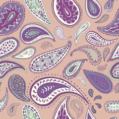 Paisley Ethnic Floral Hand Drawn Seamless Pattern