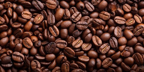 Obraz premium coffee beans background decorative top view scene