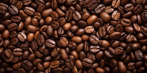 Fototapeta premium coffee beans background decorative top view scene