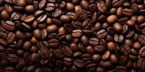 Fototapeta premium coffee beans background decorative top view scene