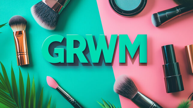 Get Ready With Me (GRWM) beauty and morning routine concept, social media trend and meme