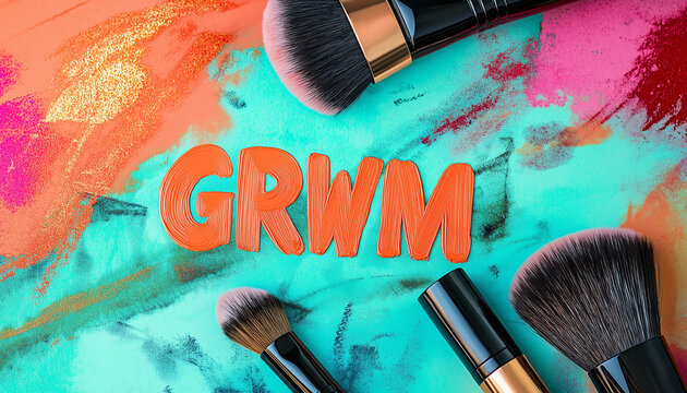 Get Ready With Me (GRWM) beauty and morning routine concept, social media trend and meme