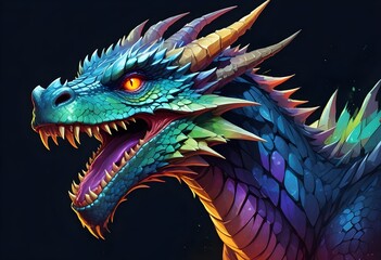 Colorful Dragon Portrait Painting Beautiful Fantasy Character Background Graphic Banner Design