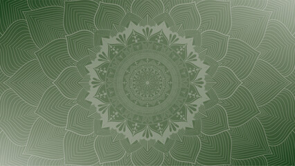 Round mandala on dreamy peach fuzz gradient background. Translucent mesh pattern in the form of a mandala. Mandala with floral patterns. Gradient