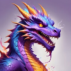 Colorful Dragon Portrait Painting Beautiful Fantasy Character Background Graphic Banner Design