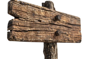 Wooden sign isolated on white background