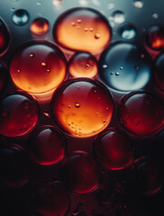 Rounded stones of transparent red and blue colors with glass texture