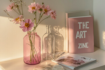 "The Art Zine: A Minimalistic and Elegant Photography Magazine in Pastel Pink and White"