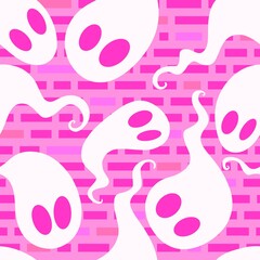 Fototapeta premium Halloween ghost seamless cartoon pattern for wrapping paper and fabrics