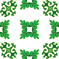 Real Tatar seamless pattern. Islamic floral geometry. Culture of the Tatar people, symbols of green and red