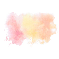 Gradient spot of pink, yellow and beige color spot in watercolor illustration. Drip for design of juicy products and backgrounds. Isolated from background