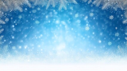 Christmas Blue Background with Snow
