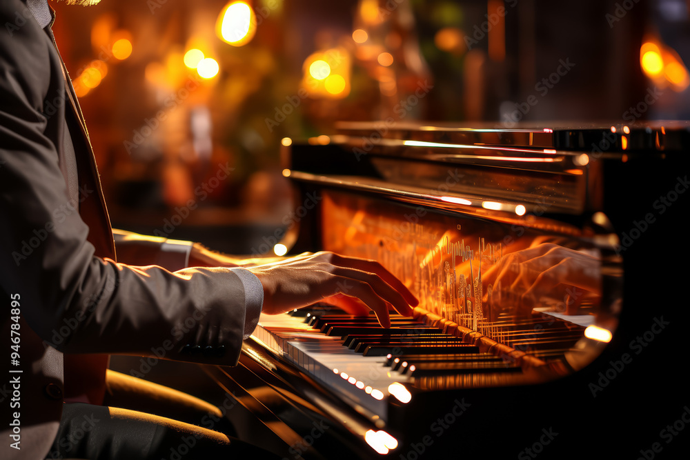 Canvas Prints an individual composing music on a piano, their emotions translating into melodies. concept of music