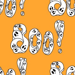Halloween ghost seamless cartoon pattern for wrapping paper and fabrics