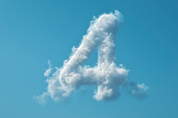 "Minimalist Number 4 in White Clouds: High-Resolution Stock Photo with Insane Attention to Detail"