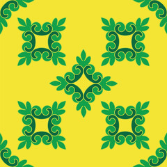 Real Tatar seamless pattern. Islamic floral geometry. Culture of the Tatar people, symbols of green and red