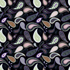 Paisley Ethnic Floral Hand Drawn Seamless Pattern