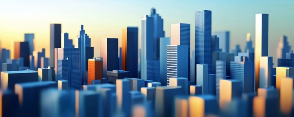 A vibrant city skyline at sunset showcasing modern architecture and urban life.