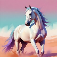 Obraz na płótnie Canvas Colorful Horse Portrait Painting Beautiful Horses Animal Background Graphic Design