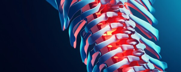 Detailed view of a human spine emphasizing its structure and health, ideal for educational and medical purposes.