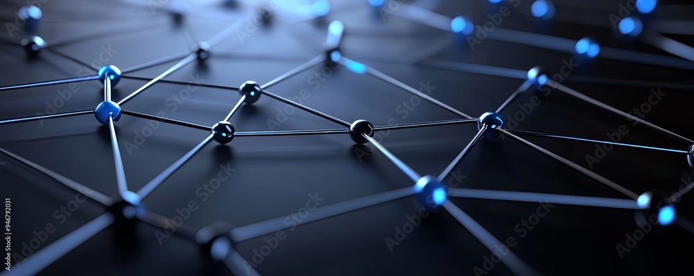 Aufkleber abstract network design showcasing interconnected nodes with blue highlights against a dark backgrou