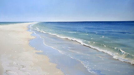 Obraz premium Ocean coast oil painting impressionism twilight peaceful