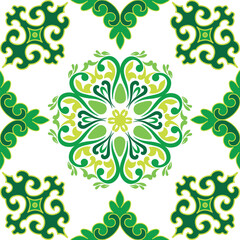 Real Tatar seamless pattern. Islamic floral geometry. Culture of the Tatar people, symbols of green and red