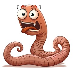 Fototapeta premium Earthworm Shame emotion fantasy animal cartoon isolated whitebackground