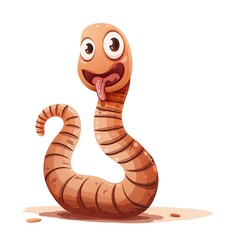 Fototapeta premium Earthworm Spirit animal cartoon isolated whitebackground 16:9