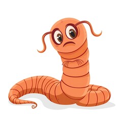 Fototapeta premium Earthworm Sympathy emotion fantasy animal cartoon isolated whitebackground