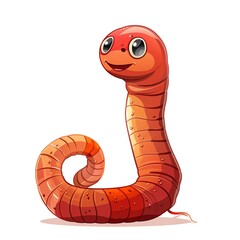 Fototapeta premium Earthworm Sympathy emotion fantasy animal cartoon isolated whitebackground