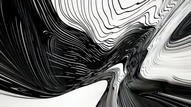 Abstract Retro Monochrome Wavy Shapes with Motion Animation