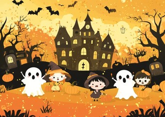 Free Halloween concept background wallpaper poster with copy space