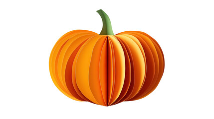 A flat illustration of a paper pumpkin, designed in a simple, minimalist style, isolated on a transparent background