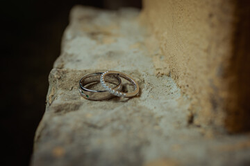 rings on a wooden background