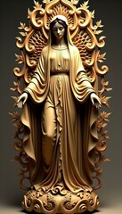 Ornate golden statue of the Virgin Mary