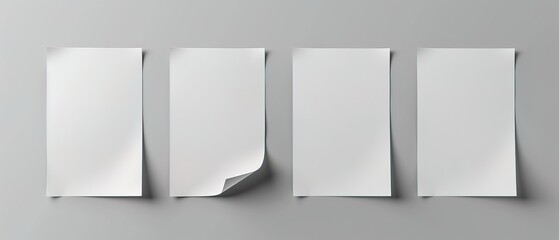 A vector set of realistic 3D blank A4 vertical paper sheets
