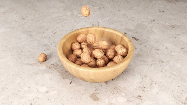 Lluvia de Nueces - Animaci&oacute;n de Nueces Cayendo en un Cuenco