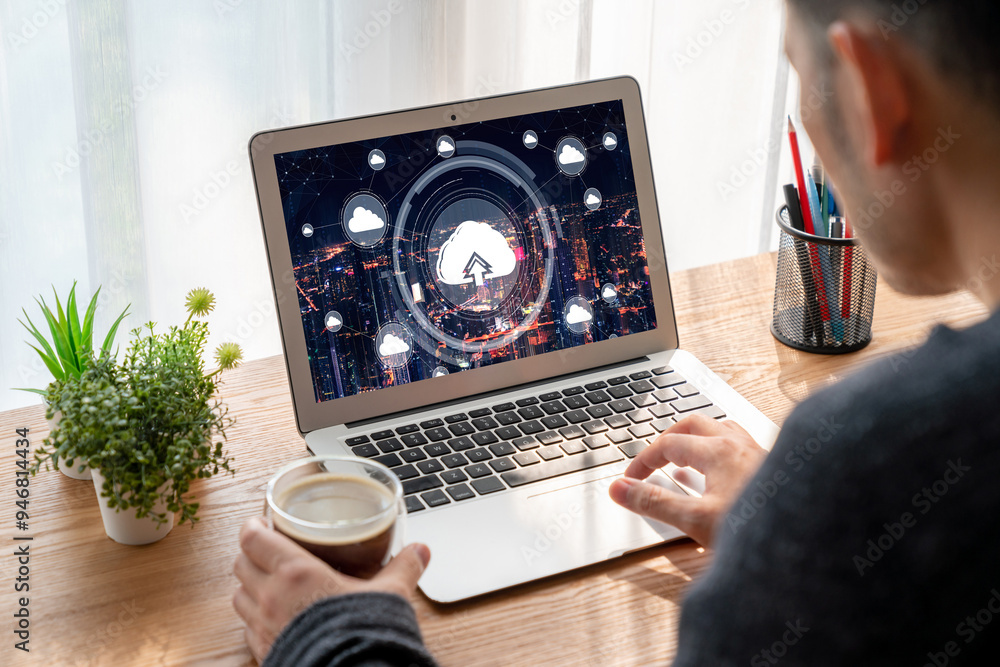 Poster cloud computing software for modish remote work and personal data storage