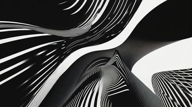 Retro Abstract Monochrome Lines Motion Graphic Animation