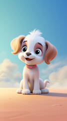 Adorable happy puppy dog with a smile cartoon character